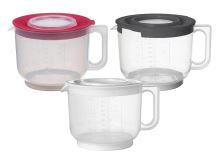 PLAST TEAM Measuring cup, 2 liter mixing bowl with measuring cup and lid, mixed colors