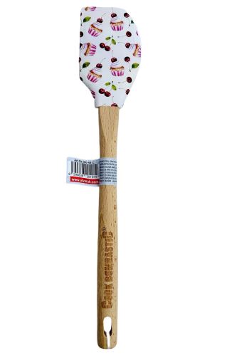 ALVARAK Stěrka kuchyňská 30 cm, silikon/dřevo, muffin třešeň