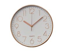 Wall clock diam. 25 cm, 3D dial, PH, glass, metal, PINK-GOLD / WHITE.