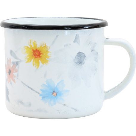 BELIS Hrnek 8 cm 0,35 l, MEADOWS, KVĚTY, PREMIUM, smalt 