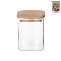 ORION 1 l square jar, glass/bamboo