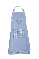 FORBYT Kitchen apron with pocket HEART 70 x 90 cm, checkered, blue
