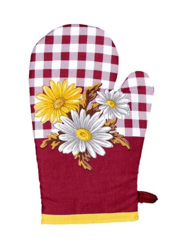 FORBYT Kuchyňská chňapka 28 cm, bavlna, magnet a poutko, GERBERA bordó