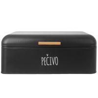 ORION Bread box, bread box Bread box BLACK 42 x 24 x 16.5 cm, tin/bamboo