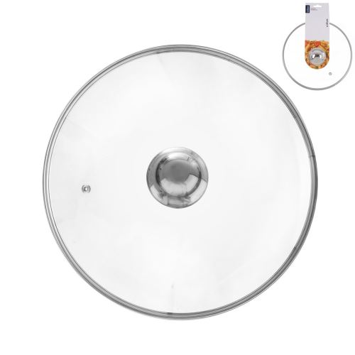 ORION Skleněná poklice 26 cm, s nerezovým úchytem