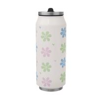 ORION Thermos can with drinker 0.4 l stainless steel, flowers