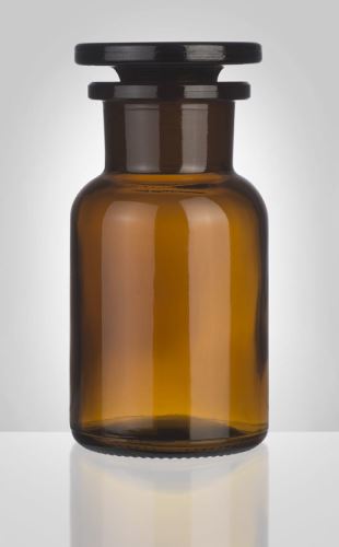 SKLÁRNY MORAVIA Dóza prachovnice kouřová, 100 ml, se zabroušenou zátkou