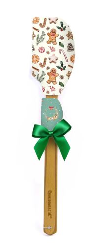 ALVARAK Stěrka kuchyňská 2 ks 32 + 21 cm, silikon/dřevo, vánoční motiv, perníček/věnec
