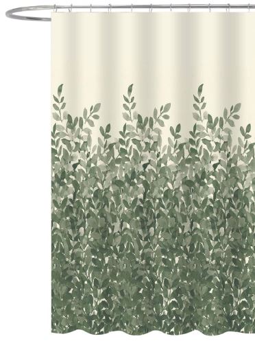 DURAMAT Koupelnový závěs dekor CY-213879, 180 x 200 cm, textilní, zelená/ listy