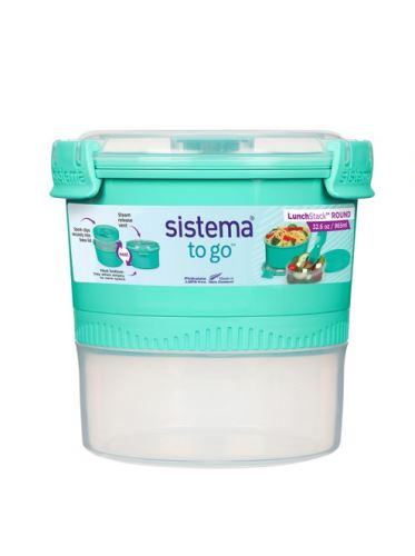 SISTEMA Svačinová dóza s miskou a vidličkou 965 ml To Go LunchStack Round, barvy mix_0