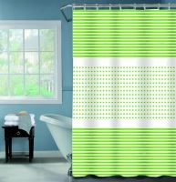 DURAMAT Декор штор для ванної кімнати HWN11151-1, 180 x 200 см, вініл, зелена смужка