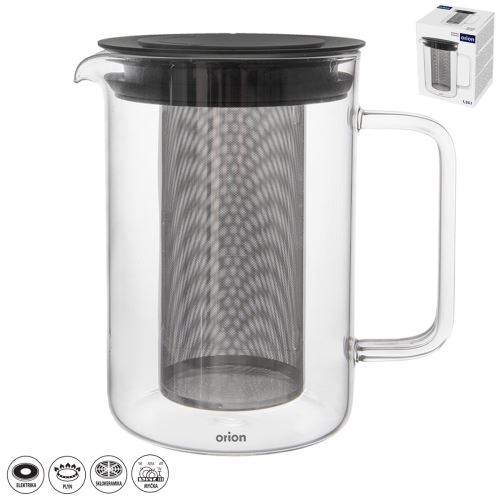 ORION Konvice + filtr nerez 1,55 l, borosil. sklo/plast