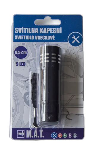 Kapesní svítilna 8,5 cm 9 LED AL, černá_0