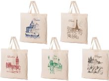 Shopping bag 25 l, 42 x 38 x h.57 cm, 1 pc, city mix, textile