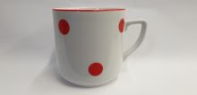 CZECH PORCELAIN FOOT mug 0.4 l, red polka dot
