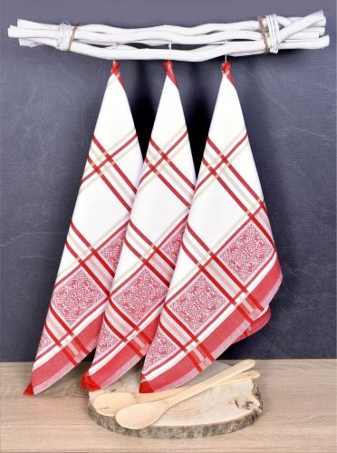 FORBYT Utěrka kuchyňská SOLE RED, 50 x 70 cm, 3 ks, 100% egyptská bavlna