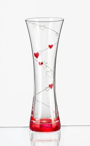 CRYSTALEX Váza 19,5 cm, srdíčka/červená