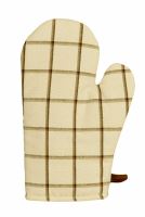 FORBYT Oven mitt 28 cm, cotton, magnet and loop, 1038 Checkered, beige brown