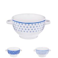 ORION Bowl with handles BLUE DESIGN 0.75 l, ceramic, decors mix