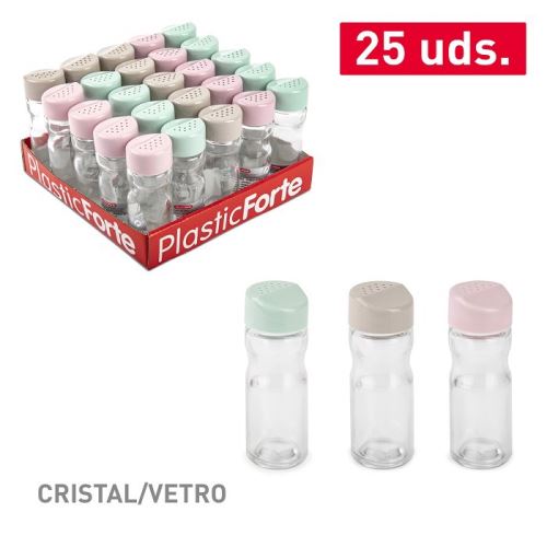 PLASTIC FORTE Slánka / kořenka, 1 ks, sklo/plast, barvy mix