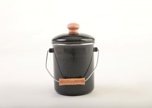Bandaska, konev s víkem 1,6 l, černý granit, smalt, dřevo