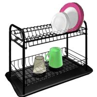 ARTEX Drainer for dishes wire. 2 floors with tray, black
