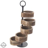 ORION Stand MANGO 5 bowls, wood/metal