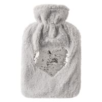 ORION Thermophor GLITTER HEART in knitted packaging, heating bottle 1.6 l, gray