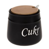 Dóza na cukr BLACK 0,4 l, 10,5 x 10,5 cm, keramika/bambus