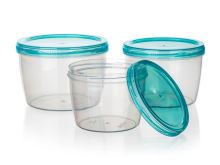 BANQUET Set of plastic containers ACASSA 600 ml / 880 ml / 1180 ml, transparent, turquoise lid