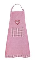 FORBYT Kitchen apron with pocket HEART 70 x 90 cm, checkered, burgundy