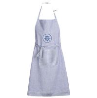 FORBYT Kitchen apron with pocket CIRCLE AND CHECK 70 x 90 cm, blue