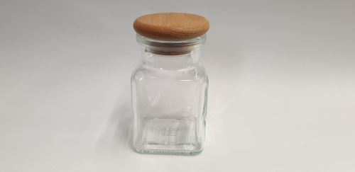 Dóza na koření, kořenka 150 ml, sklo / dřevo