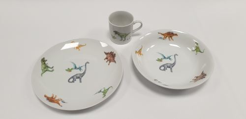 ČESKÝ PORCELÁN Dětská jídelní souprava 3 - dílná, dinosauři