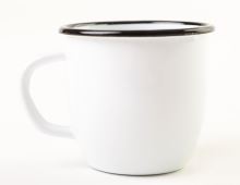 Olymp, enamelled conical mug white 7 cm, 0.25 l with black rim