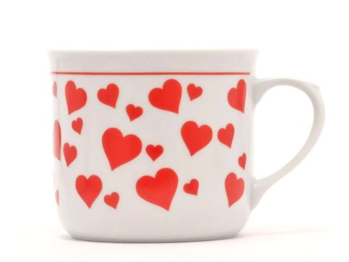 Český porcelán a.s. Dubí Hrnek VAŘÁK 0,65 l, červená srdíčka_0