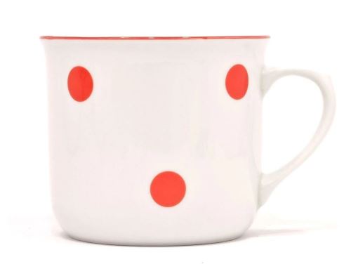 ČESKÝ PORCELÁN Hrnek VAŘÁK 0,65 l, červený puntík/linka