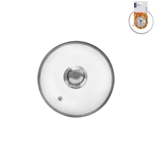 ORION Skleněná poklice 16 cm, s nerezovým úchytem