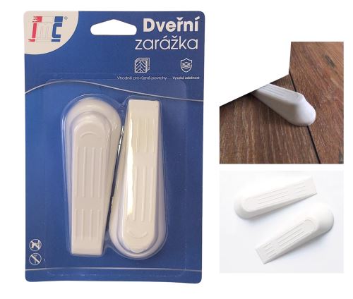 Zarážka dveřní 10 cm 2 ks, bílá, plast_0