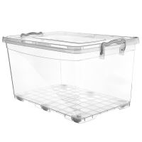 HOBBY LIFE Box with lid MULTI low 80 l, transparent, wheels