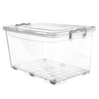 HOBBY LIFE Box with lid MULTI low 50 l, transparent, wheels