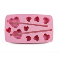 TORO Ice mold with straw HEART, silicone, pink