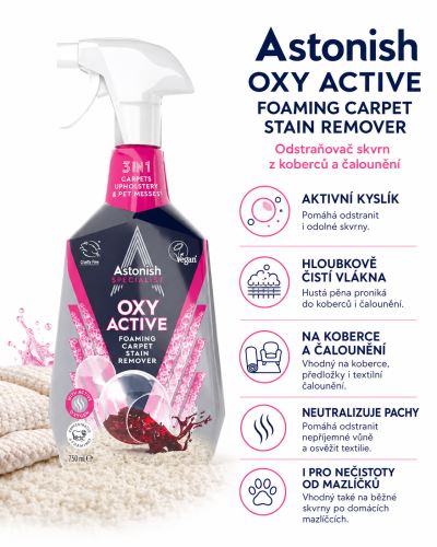 ASTONISH Ostraňovač skvrn z koberců a čalounění Oxy Active 750 ml, C6970_0