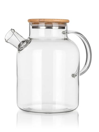 BANQUET Konvice RINO 1,5 l, sklo/bambusové víčko/sítko nerez_0