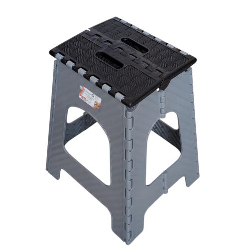 Stolička multifunkční skládací vysoká 45 cm, šedočerná_0