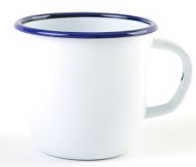 Olymp, enamelled conical mug white 7 cm, 0.25 l with blue rim