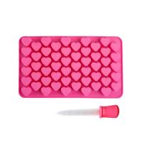 TORO HEART mold 55 pcs with pipette, silicone, pink