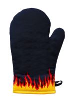 FORBYT Kitchen mitt 28 cm, cotton, magnet and loop, FIRE FIGHTER black