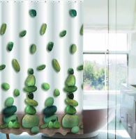 DURAMAT Koupelnový závěs dekor CY-132h, 180 x 200 cm, textilní, zelené kameny