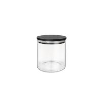 ORION Glass jar with bamboo. with lid 0.5 l, black